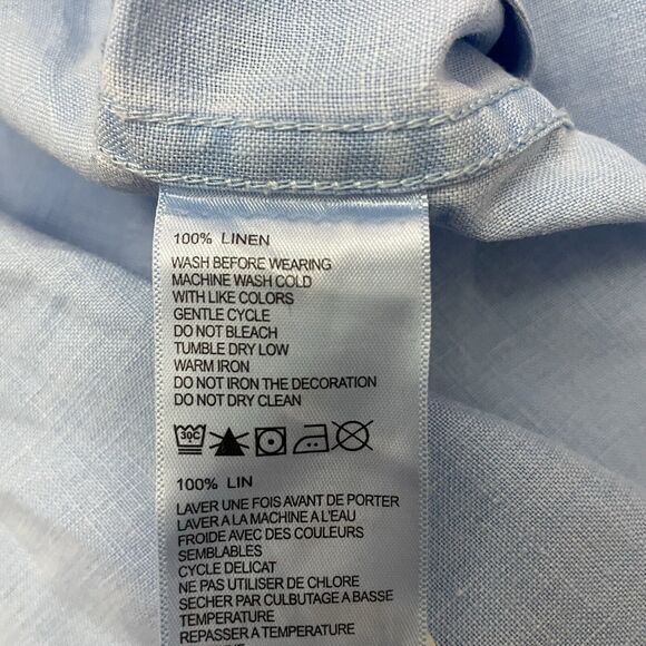 Tommy Bahama Men's Large Light Blue Linen Long Sleeve Button-Front Shirt - Picture 8 of 9